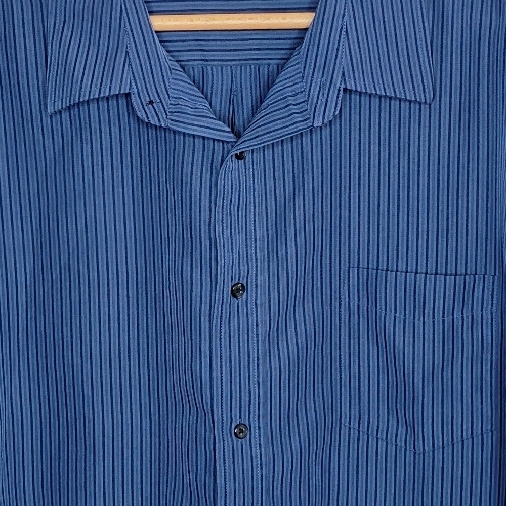 Croft & Barrow Blue Striped Long Sleeve Button Down Shirt Size XXL - Picture 4 of 4